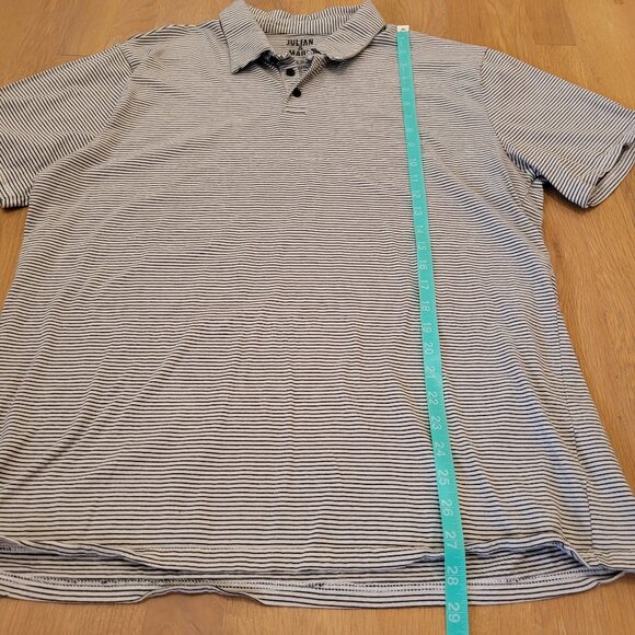 Julian and Mark Shirt Mens XL White Short Sleeve Black Striped Polo 100% Cotton - Picture 4 of 7